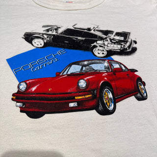 Vintage Porsche Carrera Automobile T Shirt 1980s White Champion Size Large