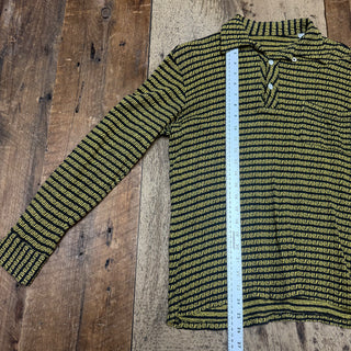 Vintage 60s Loop Collar Long Sleeve Polo Style Shirt