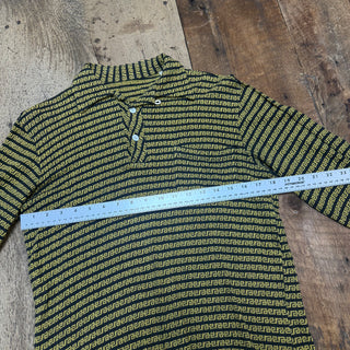 Vintage 60s Loop Collar Long Sleeve Polo Style Shirt