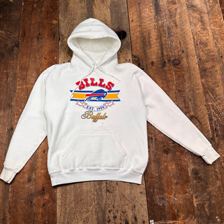 Vintage Buffalo Bills Hoodie Sweatshirt NFL White Adult Size Medium Trench 90s