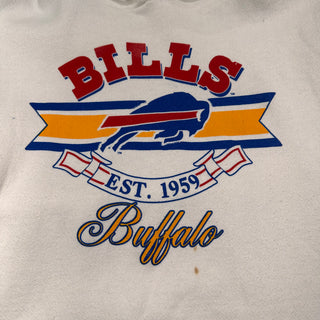 Vintage Buffalo Bills Hoodie Sweatshirt NFL White Adult Size Medium Trench 90s